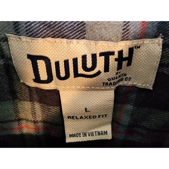 Duluth Trading Co Relaxed Fit Plaid Button Down Long Sleeve Flannel Shirt Size L - Picture 3 of 14